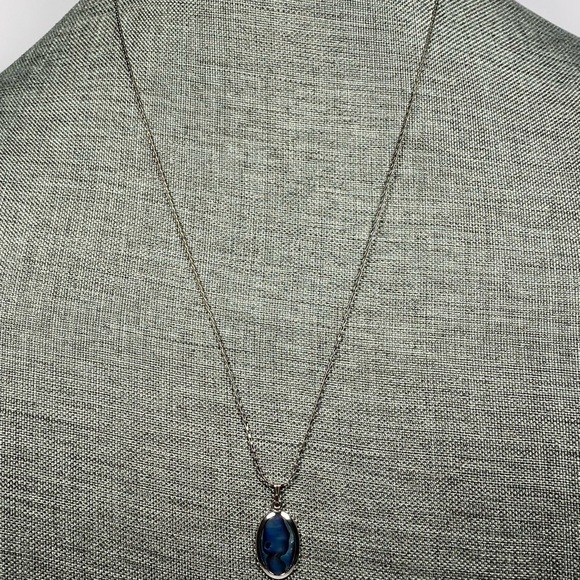 Necklace Abalone Pendant Silver Tone Chain 24” - Picture 8 of 11